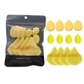 Set di 12 spugnette gialle per trucco incluse forme a goccia, triangolo e tonda - Set di 12 Pezzi in Borsa Gialla