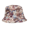 Cappello a secchiello retrò con motivi jacquard a orsetto colorati per protezione solare - M (56-58cm) / Jacquard Orsetto Multicolore Retrò (#2)