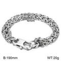Pulsera bizantina de 4mm en acero inoxidable plateado para hombre con cierre de langosta - 4mm de Ancho - 19cm de Largo (KB152833-Z)