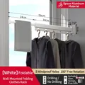 White folding wall-mounted laundry rack with 180-degree rotation and windproof holes - Windproof White (1-Fold/5 Holes)