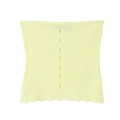 Pale yellow knitted tube top with vertical cutout detail and scalloped hem on white background - S / Yellow Tube Top