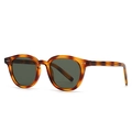 Vintage tortoiseshell frame sunglasses with dark green lenses and metal dot accents - Tortoise Frame Green Lens