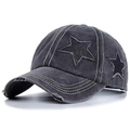 Gewaschene Baseballkappe aus Baumwolle mit Distressed-Schirm und Stern-Pailletten - Schwarz