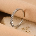 Elegant silver bow-knot ring with white zircons and adjustable open design - Silver Zirconia Open Ring (11371)