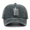 Berretto da baseball in cotone lavato nero con croce bianca e scritte motivazionali - Taglia unica / Verde Militare