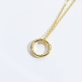 Minimalist gold round circle pendant necklace with sparkling embedded cubic zirconia gems - Gold Circle
