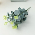 Künstliches Eucalyptus-Bündel mit graugrünen Seidenblättern für die Heimdekoration - 7-Gabel Geldblatt - Stoffgrau