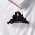Elegant glossy black acetate bow hair claw clip for French retro styling - Black