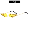 Gafas de sol de llama amarilla sin montura con pedrería y patillas de metal dorado - Lente Amarilla