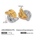 Orecchini astratti bicolore in acciaio inossidabile oro e argento, impermeabili - Profilo Astratto Bicolore (JDE2406015-PS)