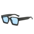 Retro square thick frame sunglasses with light blue transparent lenses and black finish - Regular / Black Frame Blue Lens