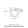 Adjustable S925 sterling silver ring setting in white gold for 12x15mm oval stones - Platinum Plated (12*15mm)