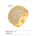 Macro view of wide gold plated copper ring with pave setting cubic zirconia and 17mm width - US Size 9 / Full Zirconia Wide Style (RT237)