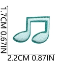 Detail view of mini embroidered music note patch in blue with size 1.7x2.2cm - Dark Mint Musical Note Shape (28号)