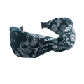 Dark green paisley patterned knot headband with vintage cotton fabric style - Paisley Knot (FK-B363 Green)