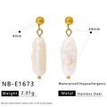 Détails de boucles d'oreilles perles en acier doré 18K avec dimensions et poids - Boucle d'Oreille Perle (NB-E1673)