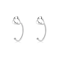 Minimalist S999 sterling silver cat ear hooks with sleek geometric hollow design - Mobius Strip