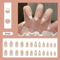 Faux ongles French jaune crème avec motif ours dessin animé et dentelle coeur - R940 Jaune Crème Français (Style avec colle)