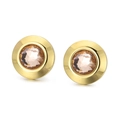 French vintage style gold stainless steel stud earrings with champagne crystals - Gold Base Champagne Style (KE104114-Z)