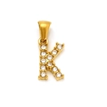 Gold plated stainless steel necklace featuring a crystal zircon letter K pendant - Letter K (SP148G-K)