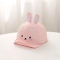 Détails de broderie lapin et oreilles 3D sur chapeau de soleil rose pour bébé à bord souple - 48cm (6 Mois-2 Ans) / Casquette plate / Lapin Rose