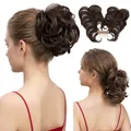 Chignon disordinato con pettine per capelli in nero naturale per un look voluminoso - Marrone Scuro