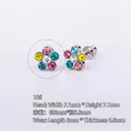 Clou d'oreille fleur en acier chirurgical 316L avec cristaux roses et bleus - (1 PC) 10# Fleur - Argent