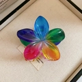 Regenbogen-Haarklammer in Blumenform aus lichtdurchlässigem Acryl mit Farbverlauf-Effekt - Regenbogen-Farbverlauf Blumen-Haarklammer