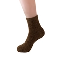 Calcetines de dormir para hombre en vellón de coral suave de microfibra marrón oscuro - Talla única / Estilo de Hombre Sin Desprendimiento / Café