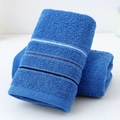 Soft blue cotton towel set featuring classic striped trim and absorbent loop textures - Cotton Tri-Section Blue (Towel)