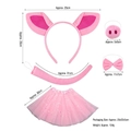 Set costume da maialino rosa con cerchietto, naso, papillon, coda e gonna tutu con paillettes - Set da 4 pezzi naso di maiale super morbido + gonna tutu rosa con stelle