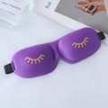 3D contoured purple sleep mask with yellow eyelash embroidery and adjustable strap - Gold Stamping Eyelash Style / Purple