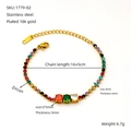 Bracciale tennis in acciaio placcato oro 18k con zirconi multicolore da 6mm da donna - Stile Zircone Multicolore (1779-Multicolor)