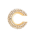 Gold plated C-shaped ear cuff fully paved with sparkling white cubic zirconia stones - Outer Diameter 1.9cm / KC Gold - Large - White (6085)