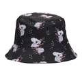 Unisex black bucket hat featuring cute cartoon sloth prints for sun protection - M (56-58cm) / Black