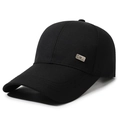 Classic black baseball cap featuring a premium silver metal side plaque detail - One Size(Adjustable) / Black