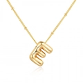 Minimalist stainless steel necklace featuring a gold letter M pendant on a fine chain - Gold E [With Bead Chain]