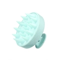 Mint green silicone scalp massager brush with ergonomic handle for hair washing - Matte Wheat Straw Green