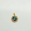 Golden rabbit charm with abalone shell petals and shimmering cubic zirconia accents - Rabbit - Gold - Abalone Shell