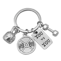 Portachiavi fitness argento con manubrio, kettlebell e targhetta YOU vs YOU - Stile Fitness D (YOU VS YOU)