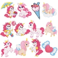 DIY 5D diamond painting stickers featuring 12 colorful cartoon unicorn designs for kids - 12Pcs Unicorn
