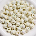 Iridescent white star and donut beads for DIY crafts in a minimalist white bowl - 16mm (Hole approx 2.5mm) / Off-white