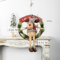Weihnachtskranz mit Rentierpuppe und Let it Snow Holzschild für die Türdekoration - 34CM Rattan Elch Kranz