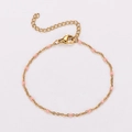 18k gold plated stainless steel chain bracelet with delicate pink enamel beads - Gold-Pink