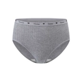 Women high waisted grey cotton briefs featuring vertical ribbed texture and fashion elastic - Gray