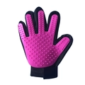 Pink silicone pet grooming glove with black breathable mesh for cat deshedding - Right Hand / Purple