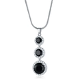 Zilveren ketting met zwarte zirkoon hangers omringd door kleine kristallen - Ketting / Zwart