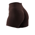 Dark brown high-waisted seamless yoga shorts with scrunch butt lifting effect - S / Brown