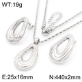Conjunto de joyas plateadas con collar de cadena torcida y pendientes de gota - Juego Color Acero (KS221906-GC)