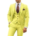 Detail of slim-fit neon green 3-piece suit with blazer, vest, and trousers - XXS / Yellow